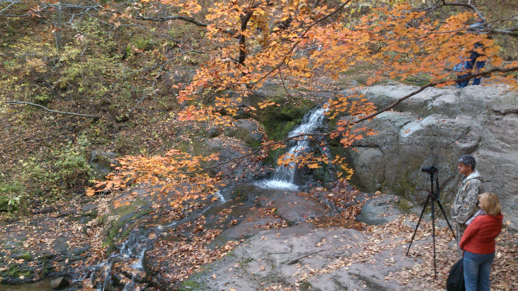 водопад, природа, осень